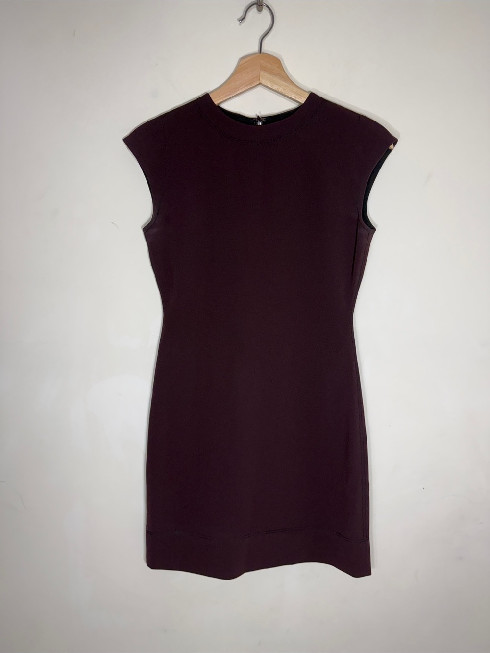 THEORY CAP SLEEVE FITTED DRESS BURGUNDY WOMENS 0